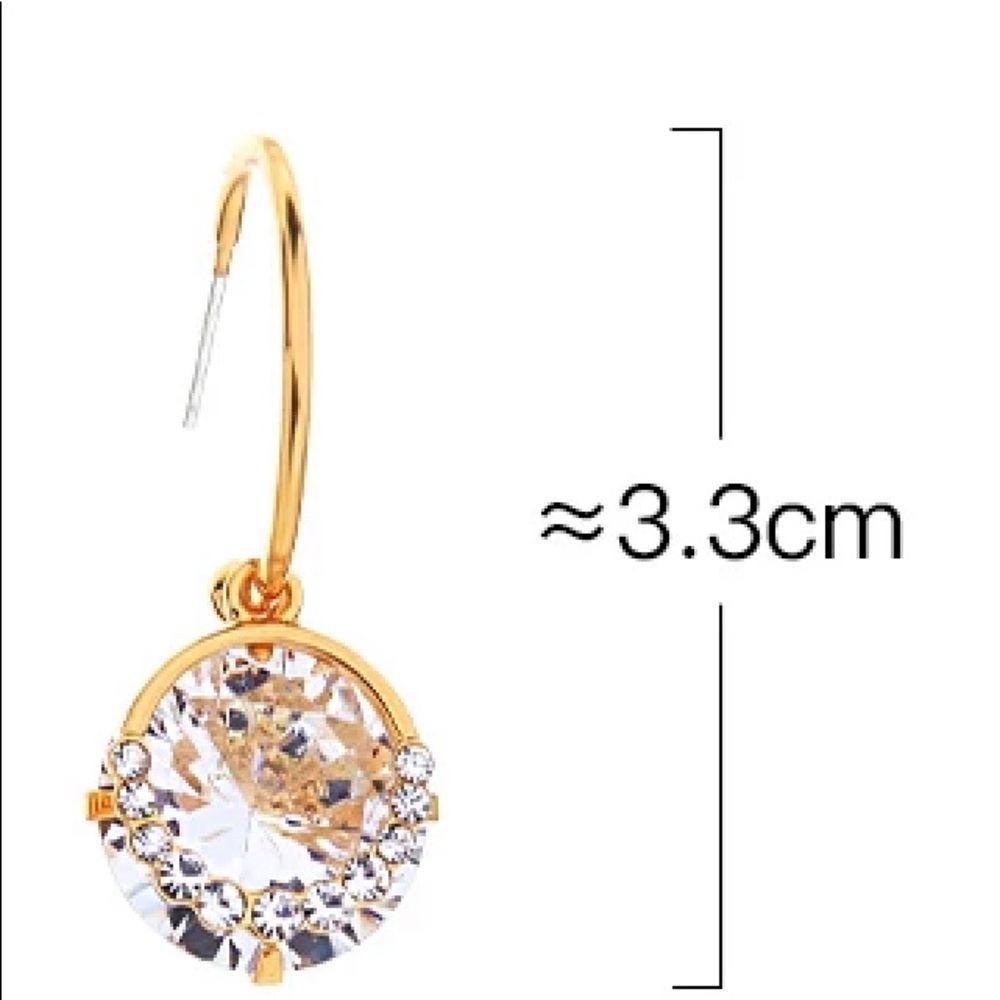 Boho round crystal clear gold earrings - Picture 10 of 11